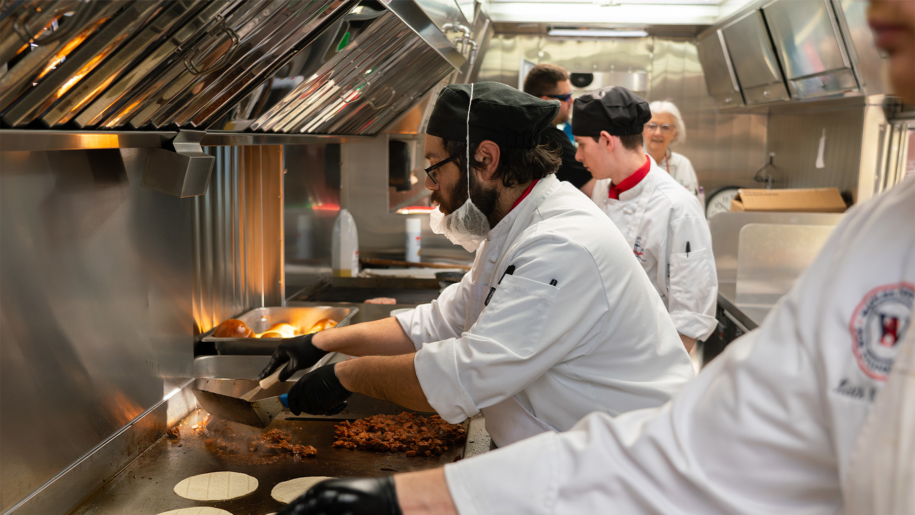 Culinary students in the food truck.