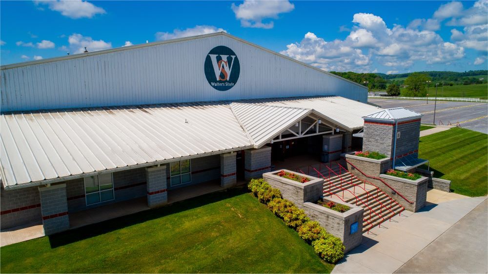 An aerial view of the Great Smoky Mountains Expo Center.