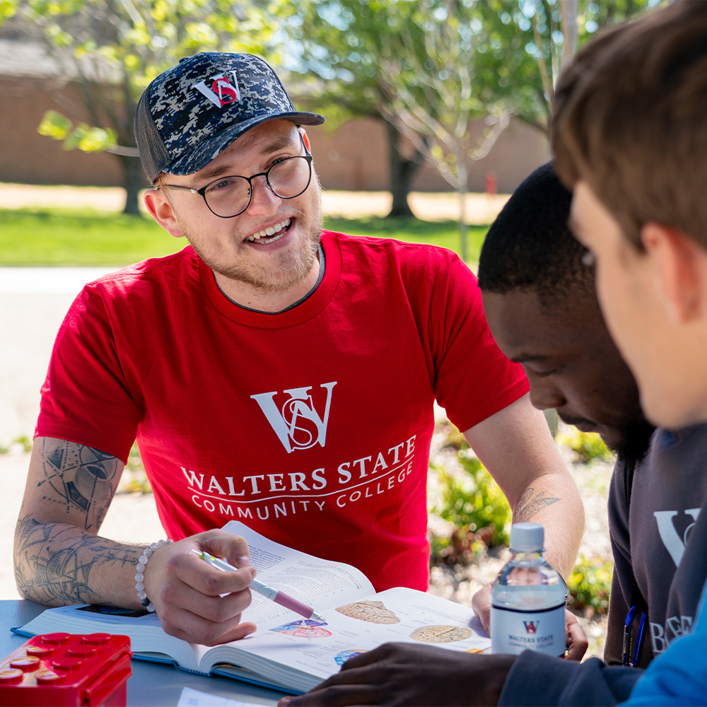 A Walters State student on campus.